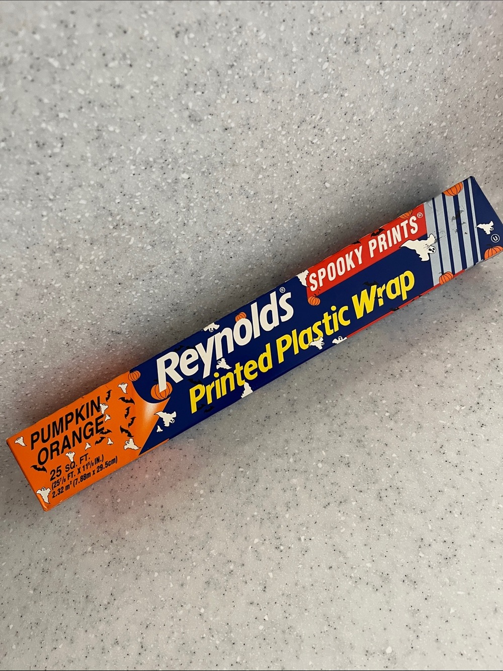 Vtg 1994 REYNOLDS Printed Plastic Wrap Spooky Prints HALLOWEEN Pumpkin Orange